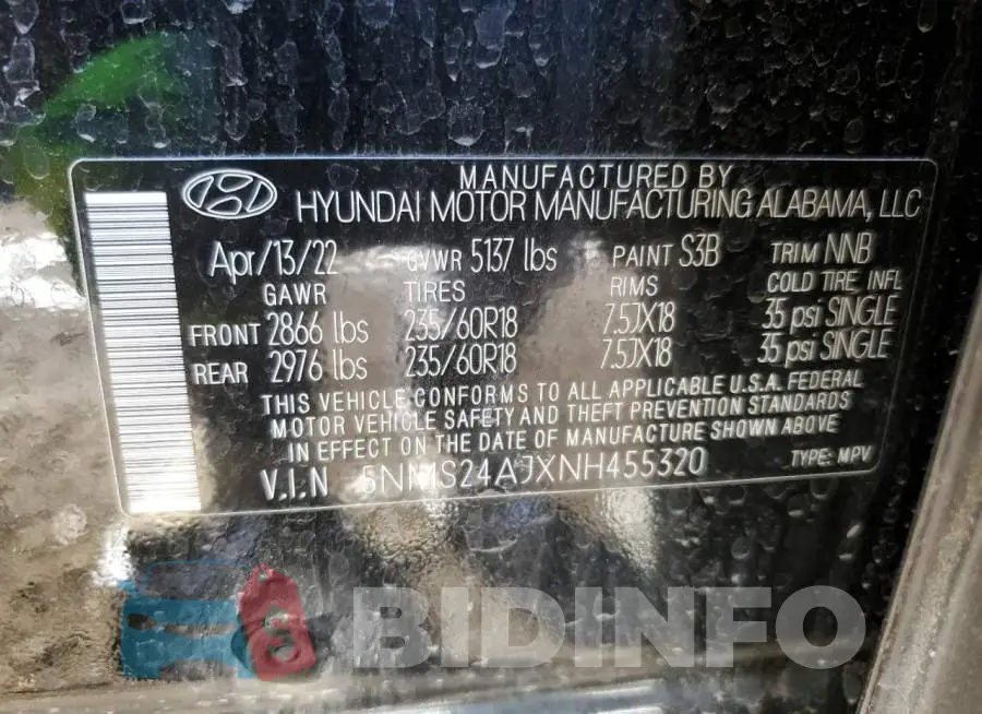 5NMS24AJXNH455320 Photo# 14