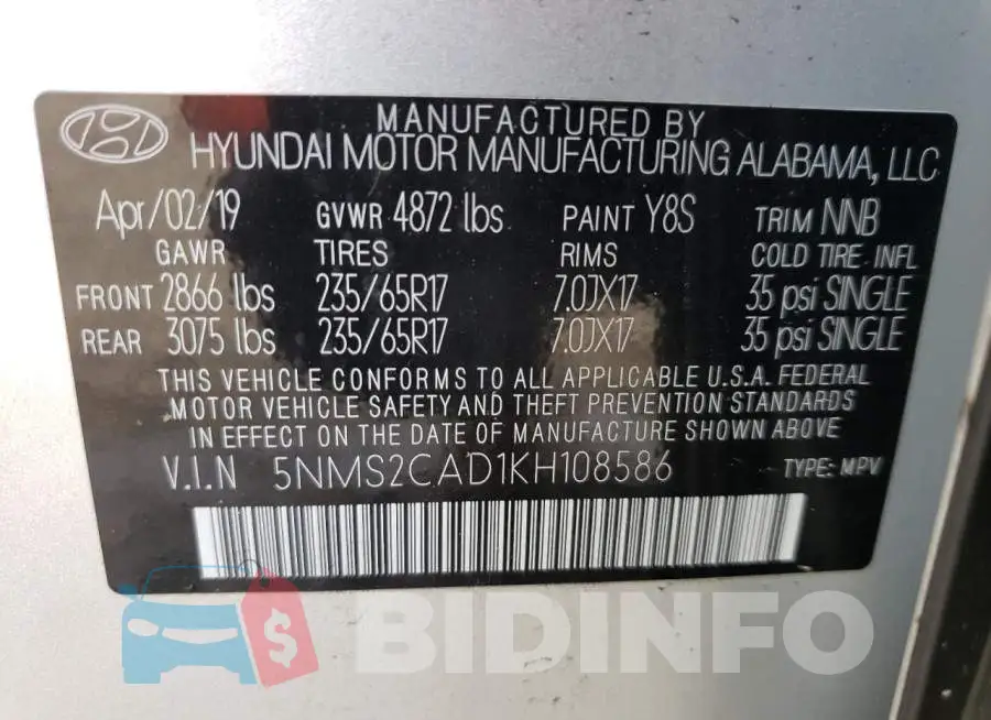 5NMS2CAD1KH108586 Photo# 13