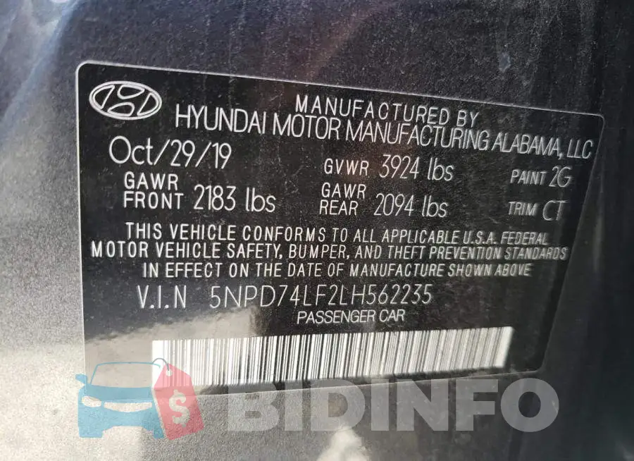 5NPD74LF2LH562235 Photo# 10