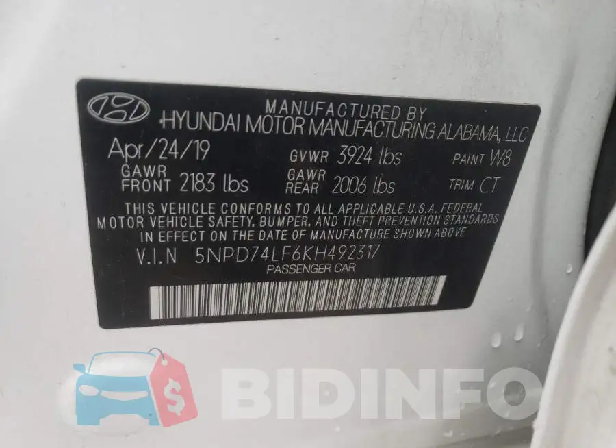 5NPD74LF6KH492317 Photo# 10