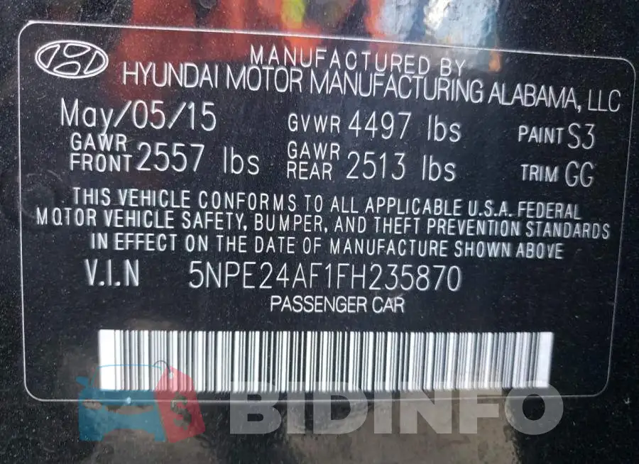 5NPE24AF1FH235870 Photo# 12