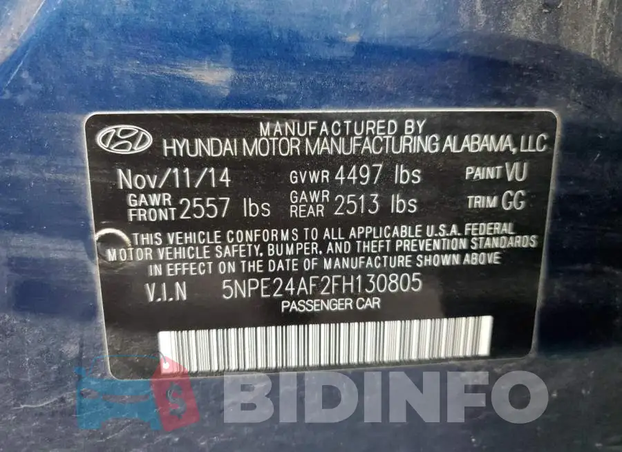 5NPE24AF2FH130805 Photo# 10