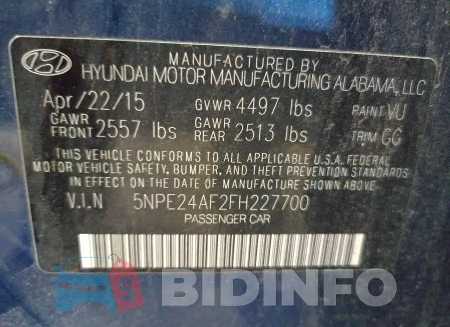 5NPE24AF2FH227700 Photo# 10