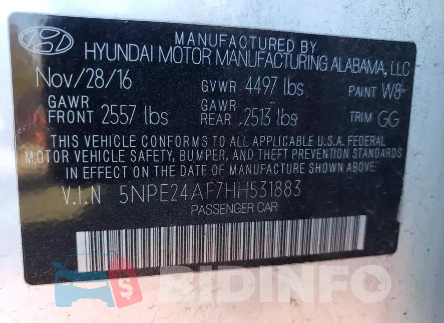 5NPE24AF7HH531883 Photo# 10