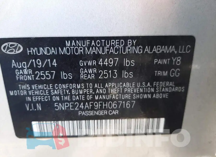 5NPE24AF9FH067167 Photo# 10