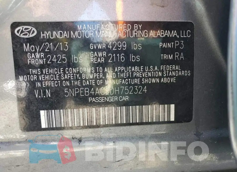 5NPEB4AC2DH752324 Photo# 10