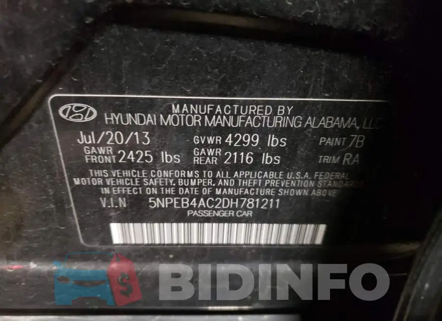 5NPEB4AC2DH781211 Photo# 10