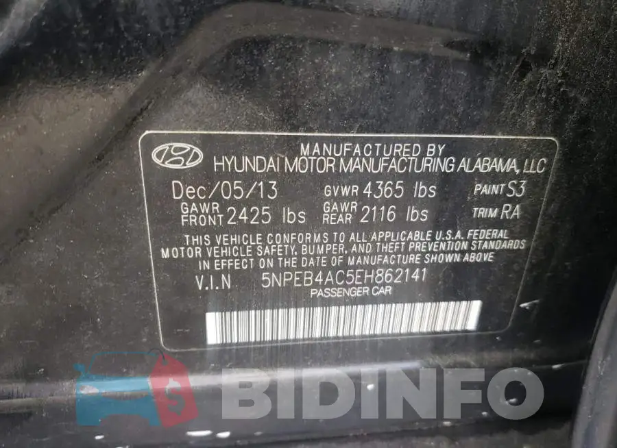 5NPEB4AC5EH862141 Photo# 10