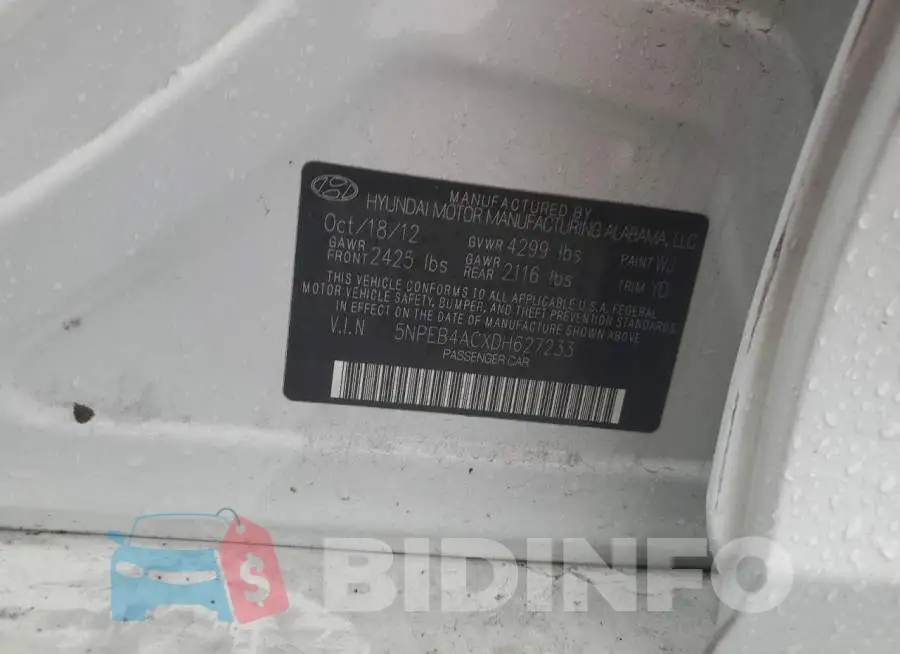 5NPEB4ACXDH627233 Photo# 10