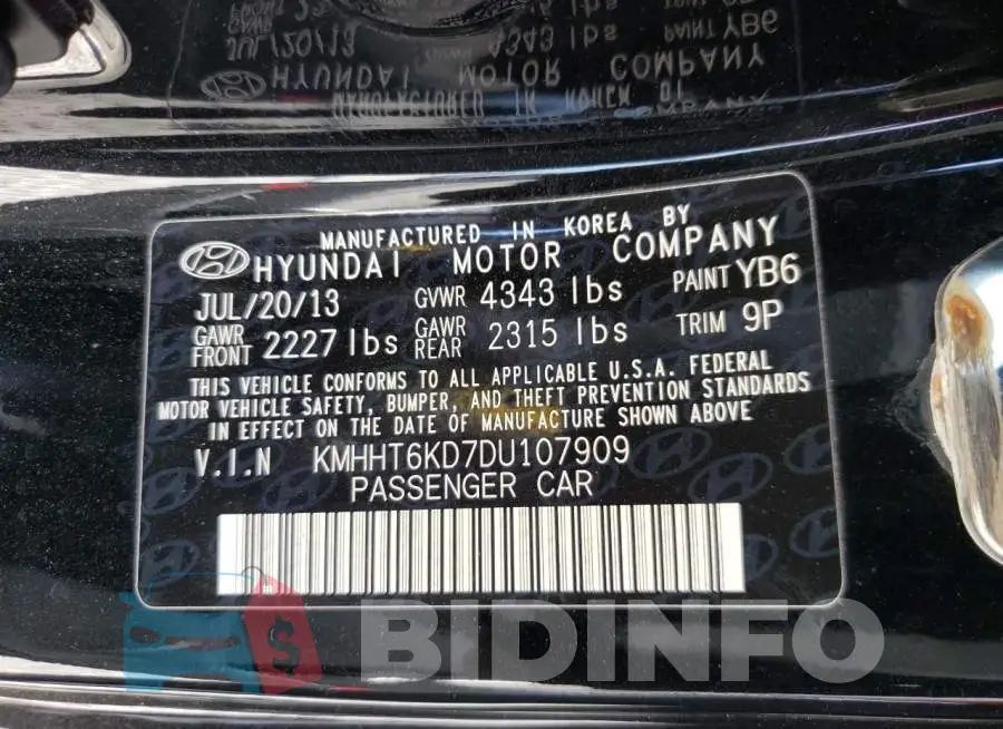 KMHHT6KD7DU107909 Photo# 12
