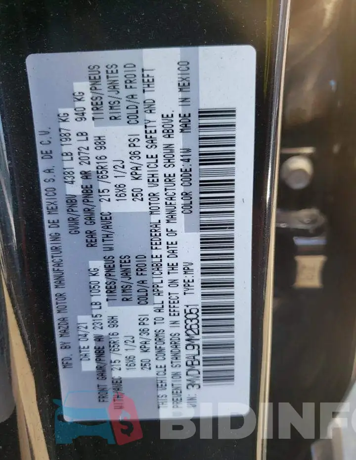 3MVDMBAL9MM263051 Photo# 10
