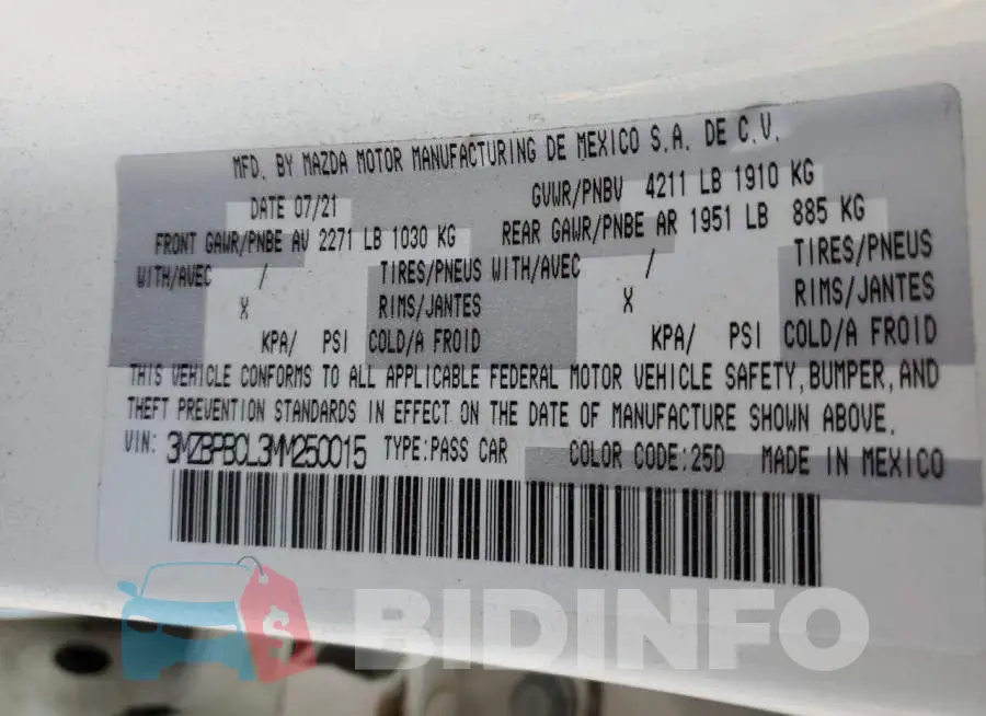 3MZBPBCL3MM250015 Photo# 12