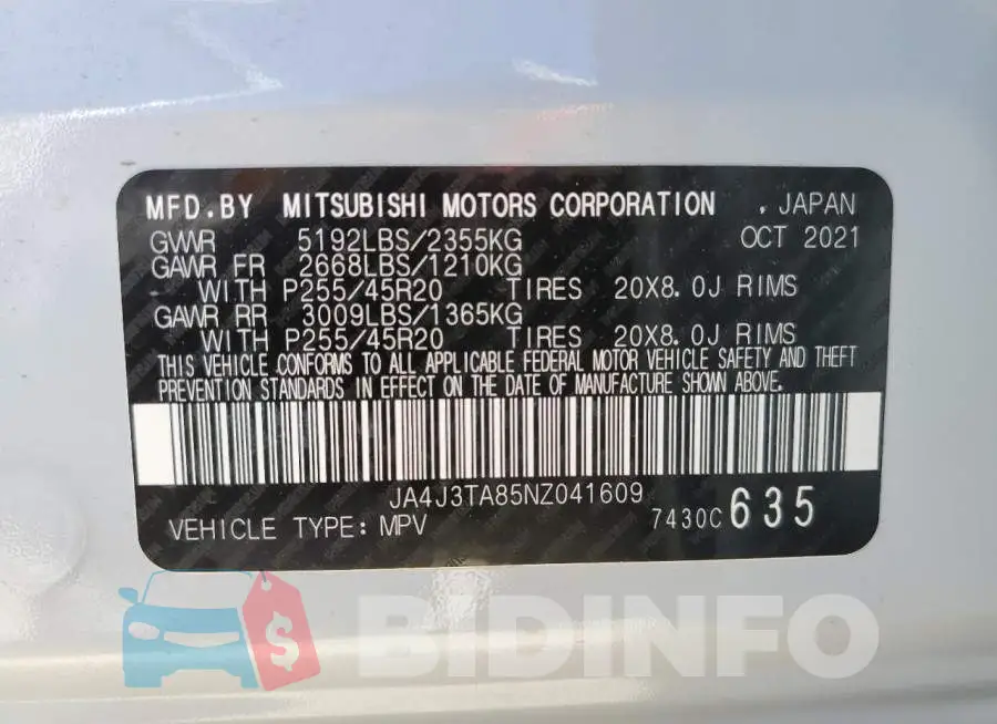 JA4J3TA85NZ041609 Photo# 13