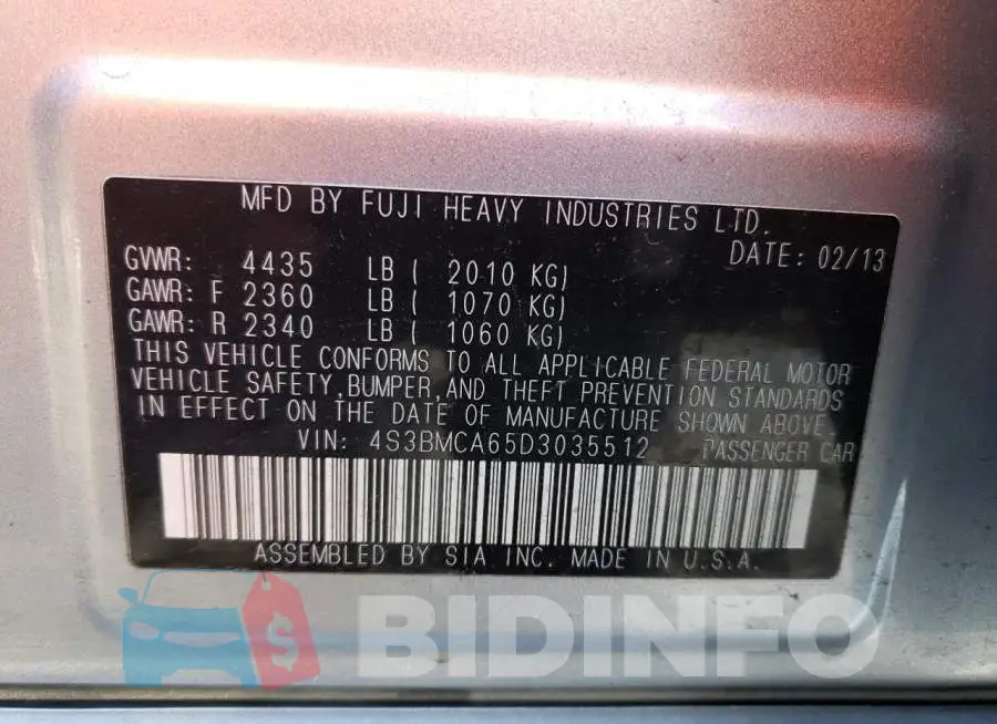 4S3BMCA65D3035512 Photo# 12