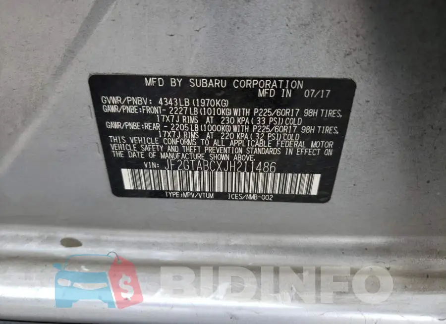 JF2GTABCXJH211486 Photo# 10