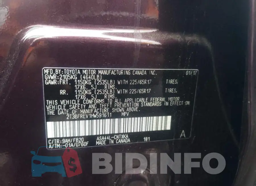 2T3BFREV1HW591611 Photo# 14