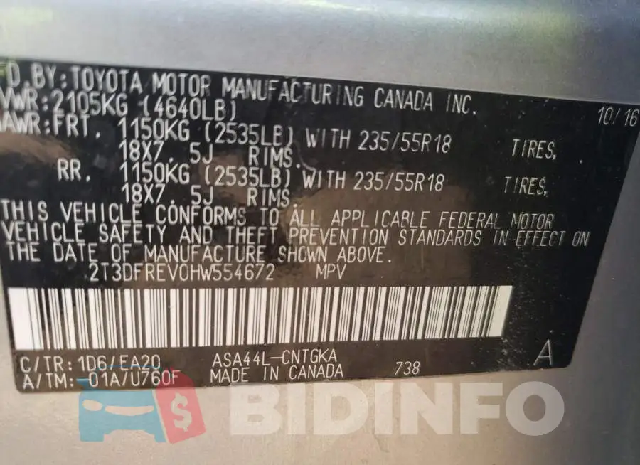 2T3DFREV0HW554672 Photo# 13