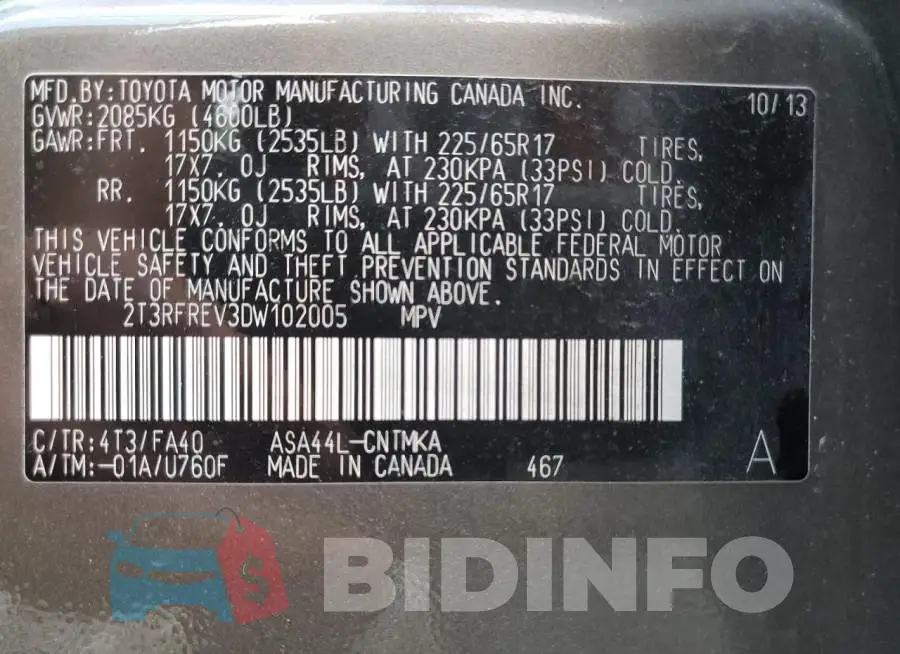 2T3RFREV3DW102005 Photo# 10