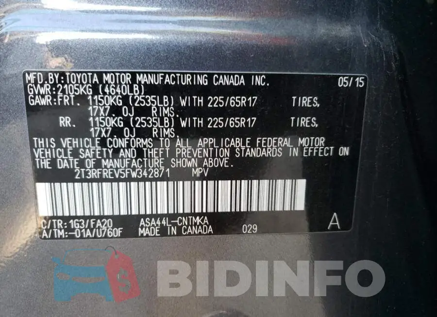 2T3RFREV5FW342871 Photo# 10