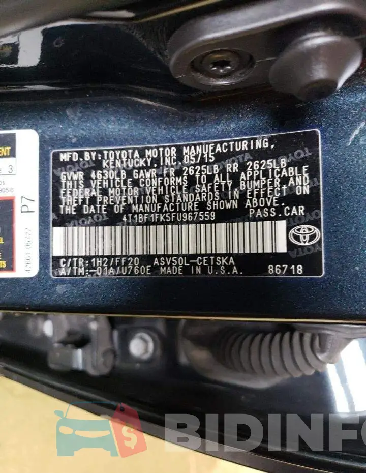 4T1BF1FK5FU967559 Photo# 10