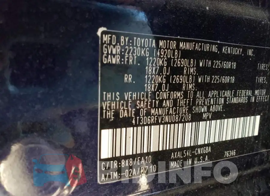 4T3D6RFV3NU087208 Photo# 10