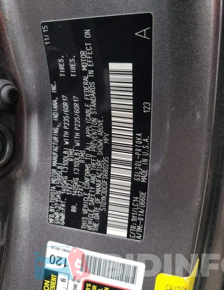 5TDYK3DC0FS680295 Photo# 10