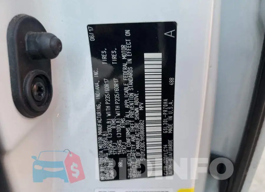5TDYZ3DC1HS868662 Photo# 10