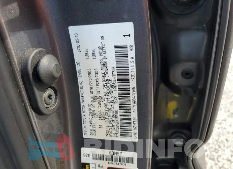 5TFAX5GN8KX155405 Photo# 12