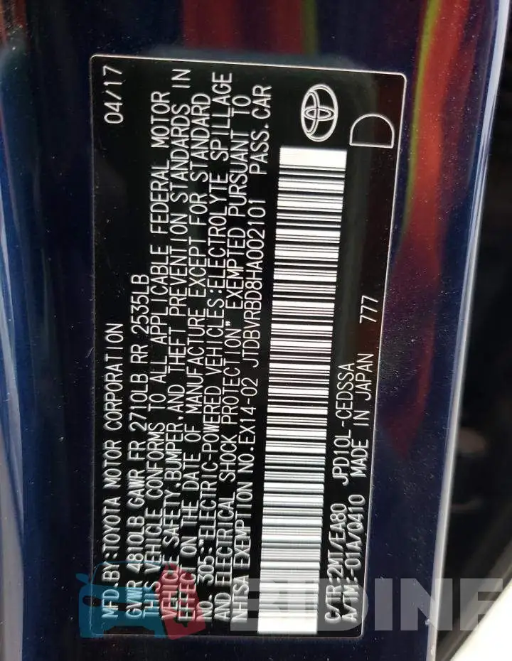 JTDBVRBD8HA002101 Photo# 10