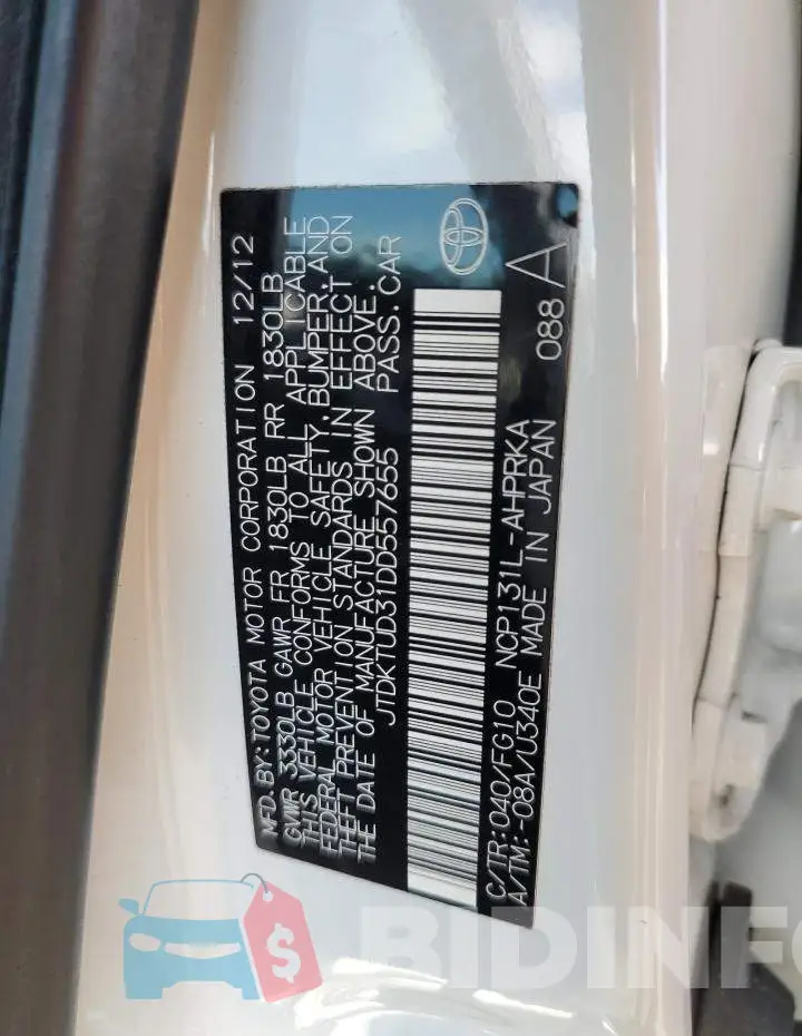 JTDKTUD31DD557655 Photo# 10
