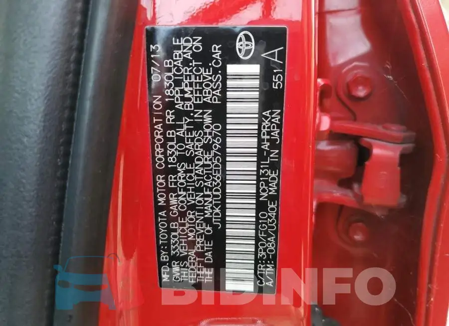 JTDKTUD36ED579670 Photo# 12