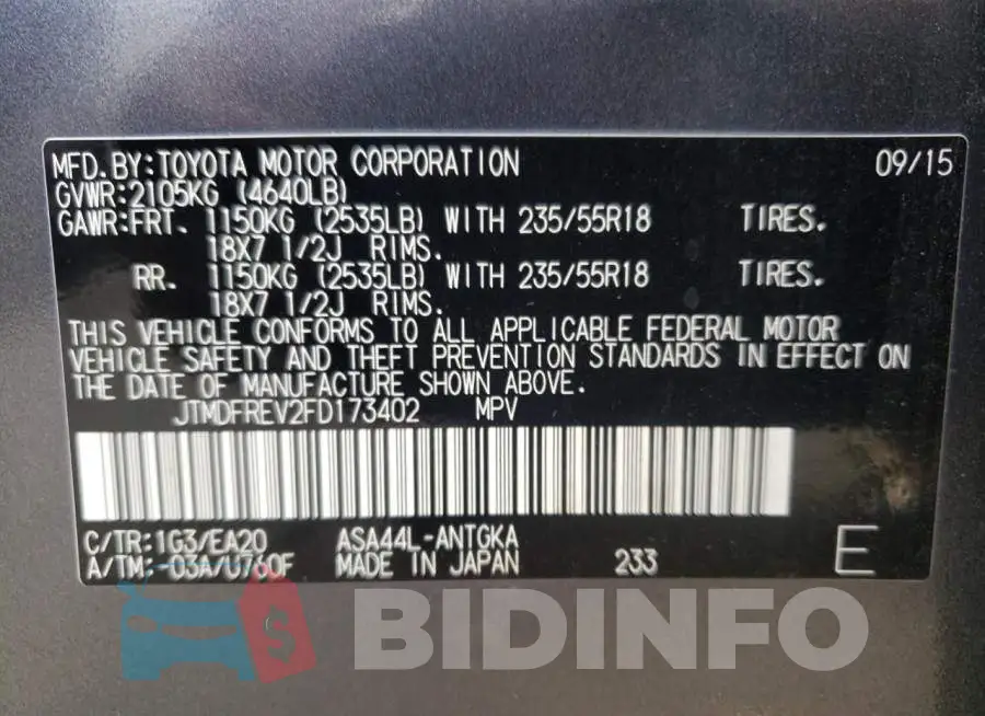 JTMDFREV2FD173402 Photo# 10