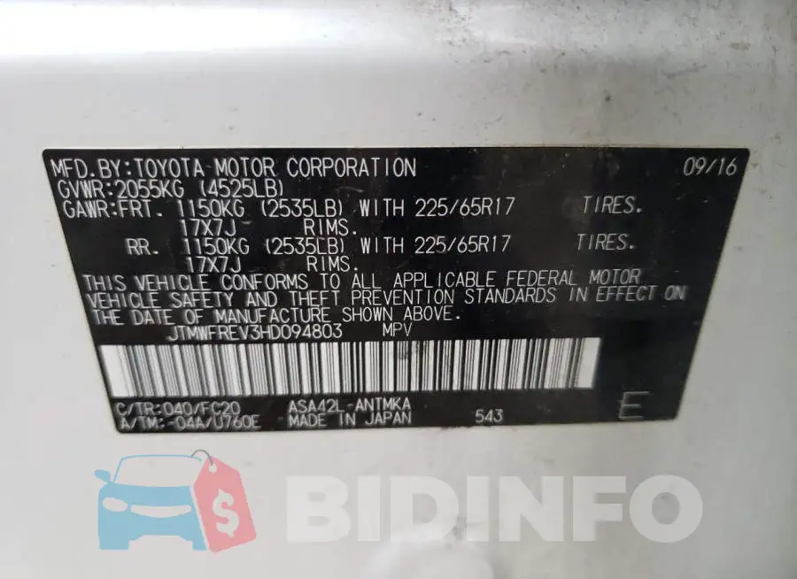 JTMWFREV3HD094803 Photo# 12