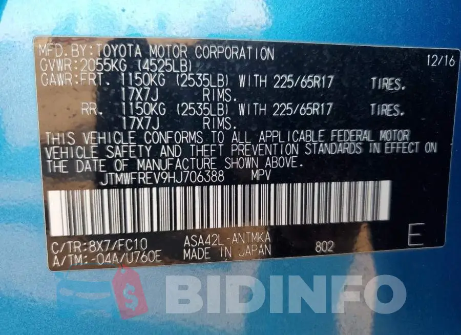 JTMWFREV9HJ706388 Photo# 14