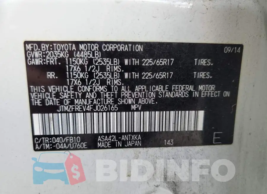 JTMZFREV4FJ026165 Photo# 10