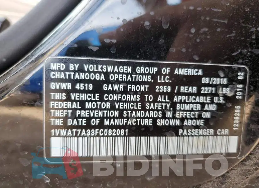 1VWAT7A33FC082081 Photo# 10