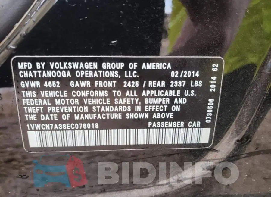 1VWCN7A38EC076018 Photo# 10