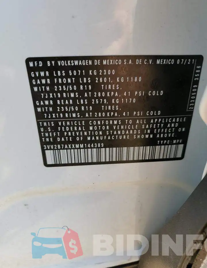 3VV2B7AXXMM144389 Photo# 10