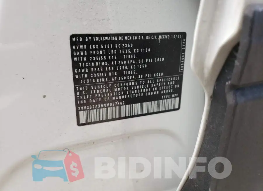3VV3B7AX9NM027862 Photo# 10