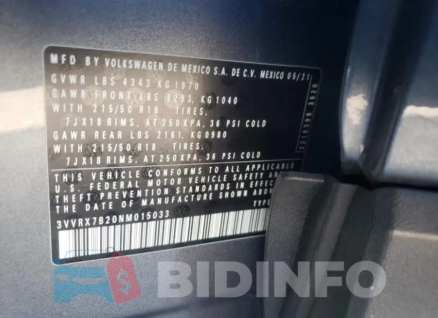3VVRX7B20NM015033 Photo# 10