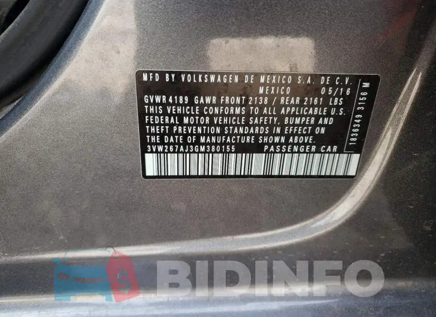 3VW267AJ3GM380155 Photo# 12