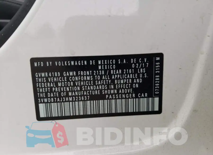 3VWDB7AJ3HM323637 Photo# 10