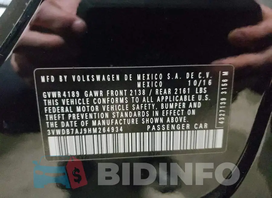 3VWDB7AJ9HM264934 Photo# 10
