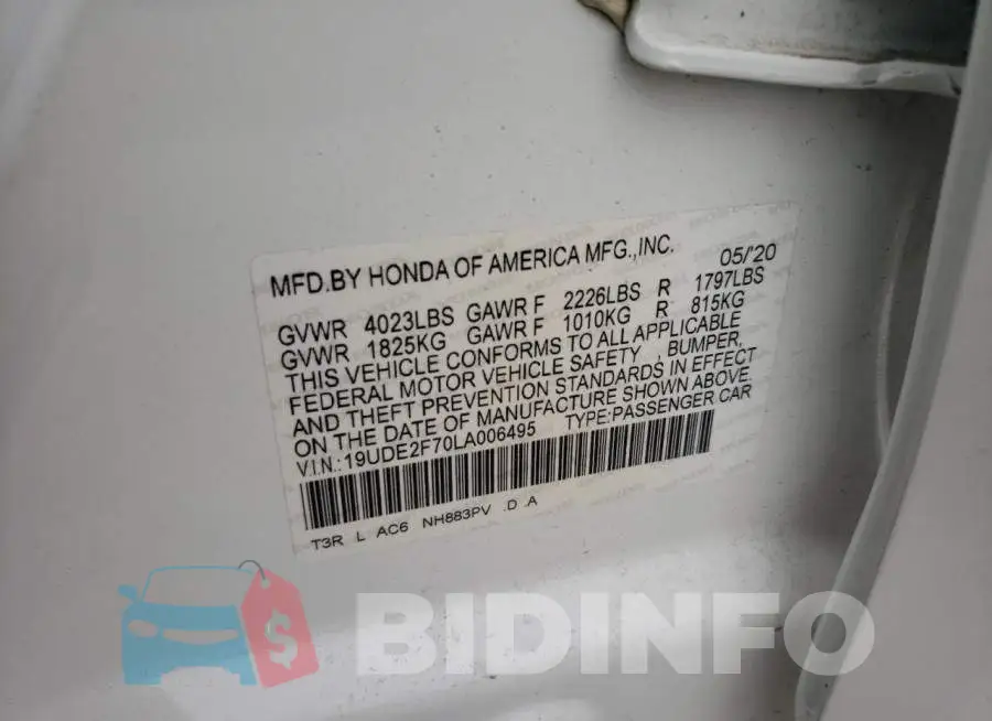 19UDE2F70LA006495 Photo# 10