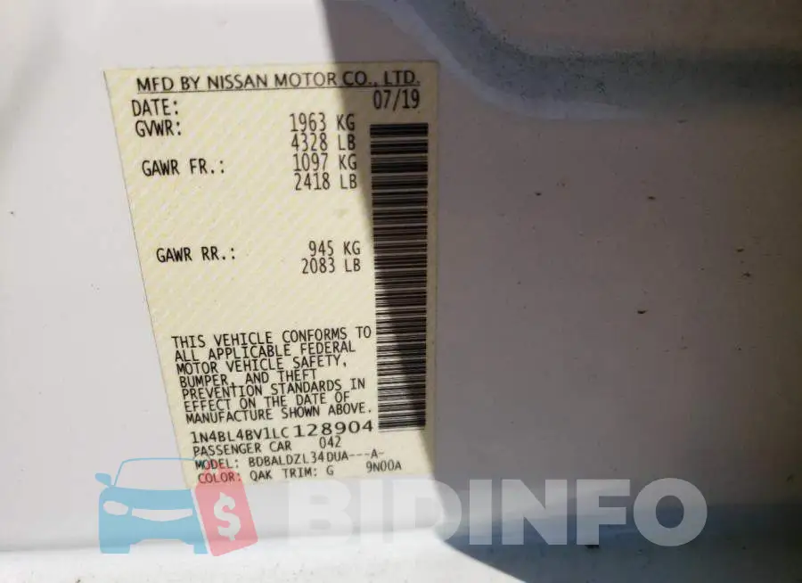 1N4BL4BV1LC128904 Photo# 10