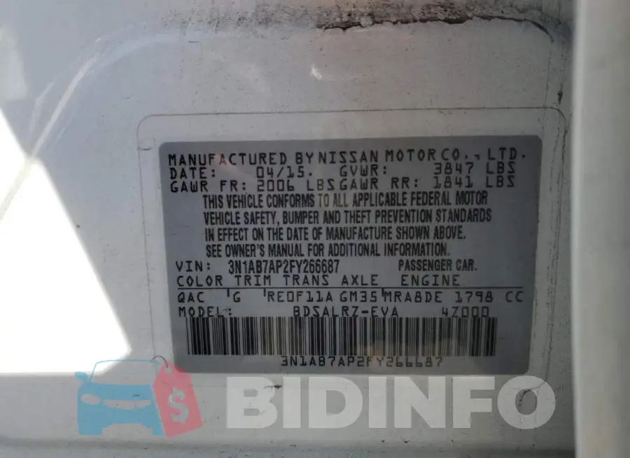 3N1AB7AP2FY266687 Photo# 13