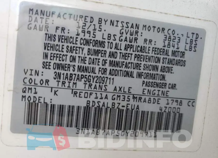 3N1AB7AP5GY209711 Photo# 12