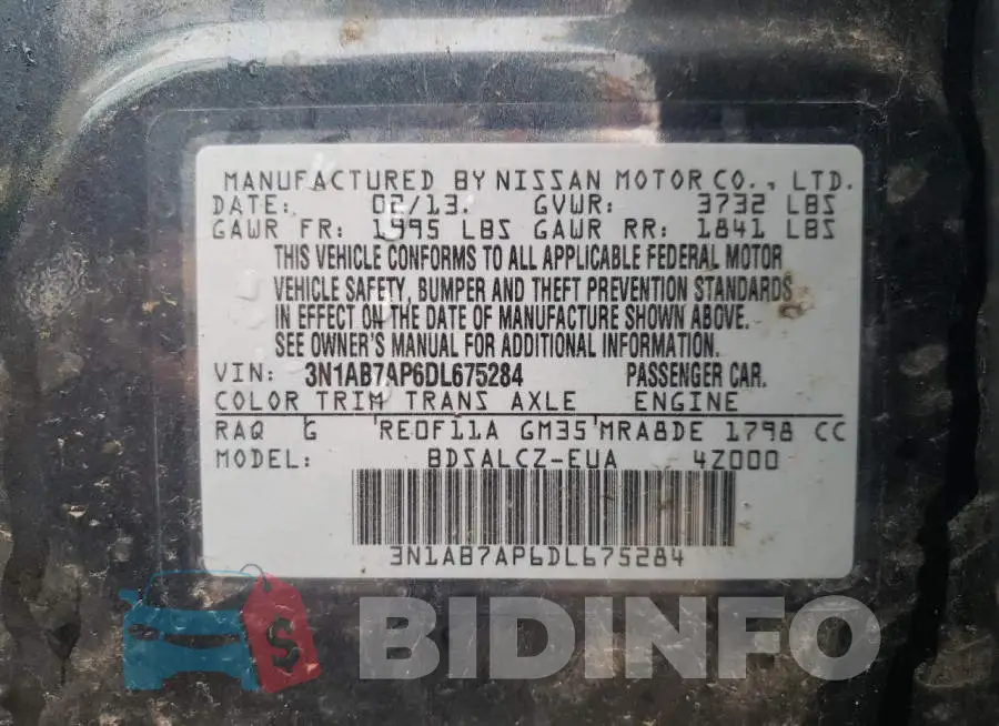 3N1AB7AP6DL675284 Photo# 10