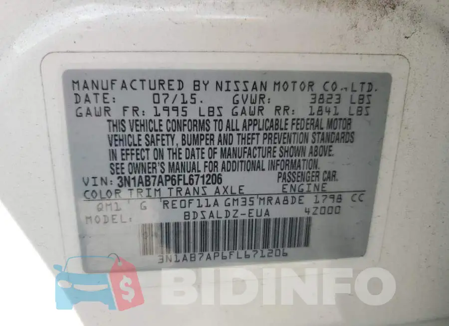 3N1AB7AP6FL671206 Photo# 13