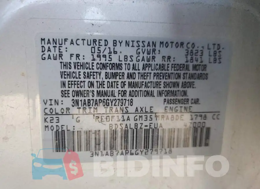 3N1AB7AP6GY279718 Photo# 10